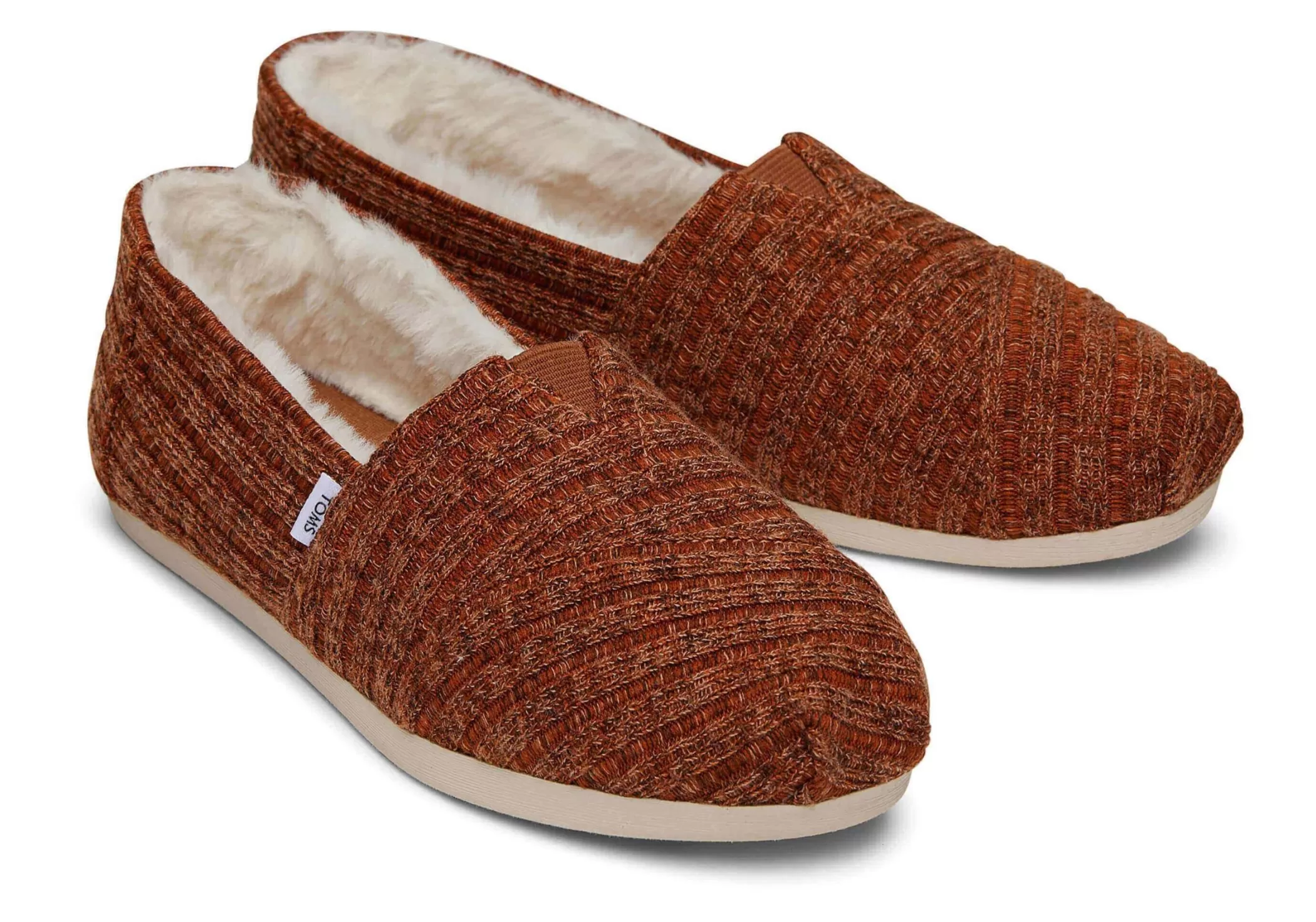 Femme TOMS Alpargata*Alpargata En Maille Cotelee Orange Et Fausse Fourrure Rib Knit Orange