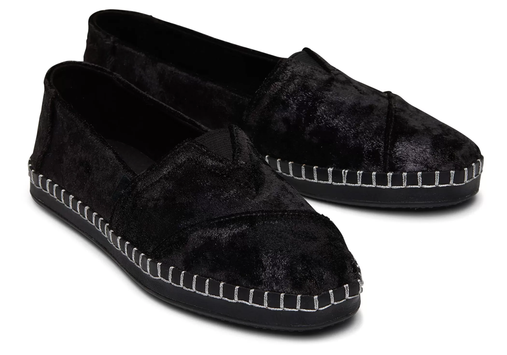 Femme TOMS Slip-Ons*Alpargata En Tissu Duveteux Metallise Avec Enveloppe En Cuir Black Plush Foil