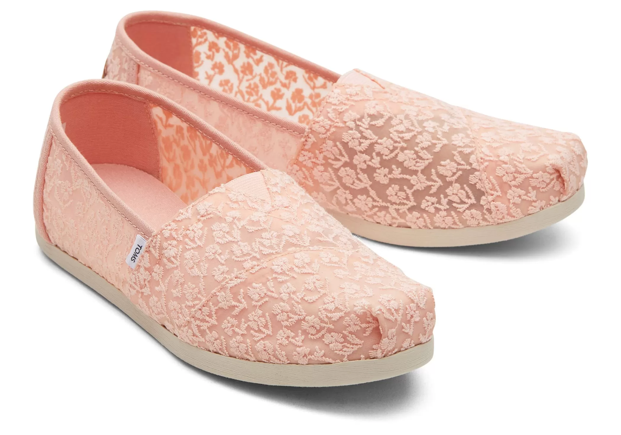 Femme TOMS Alpargata*Alpargata Floral Lace Dentelle Florale Peche Poudree