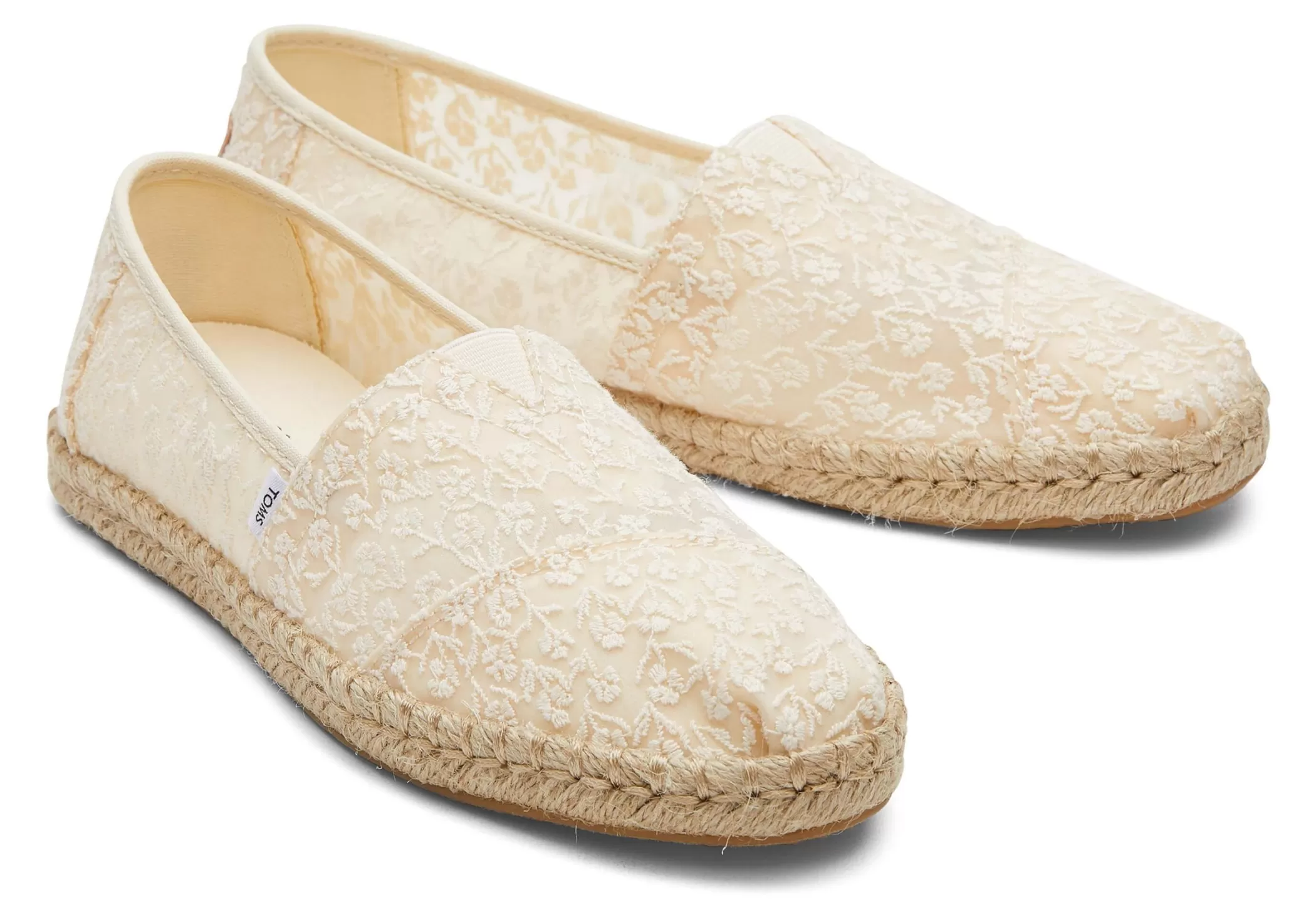 Femme TOMS Espadrilles*Alpargata Floral Lace Rope Espadrille Dentelle Florale Naturelle