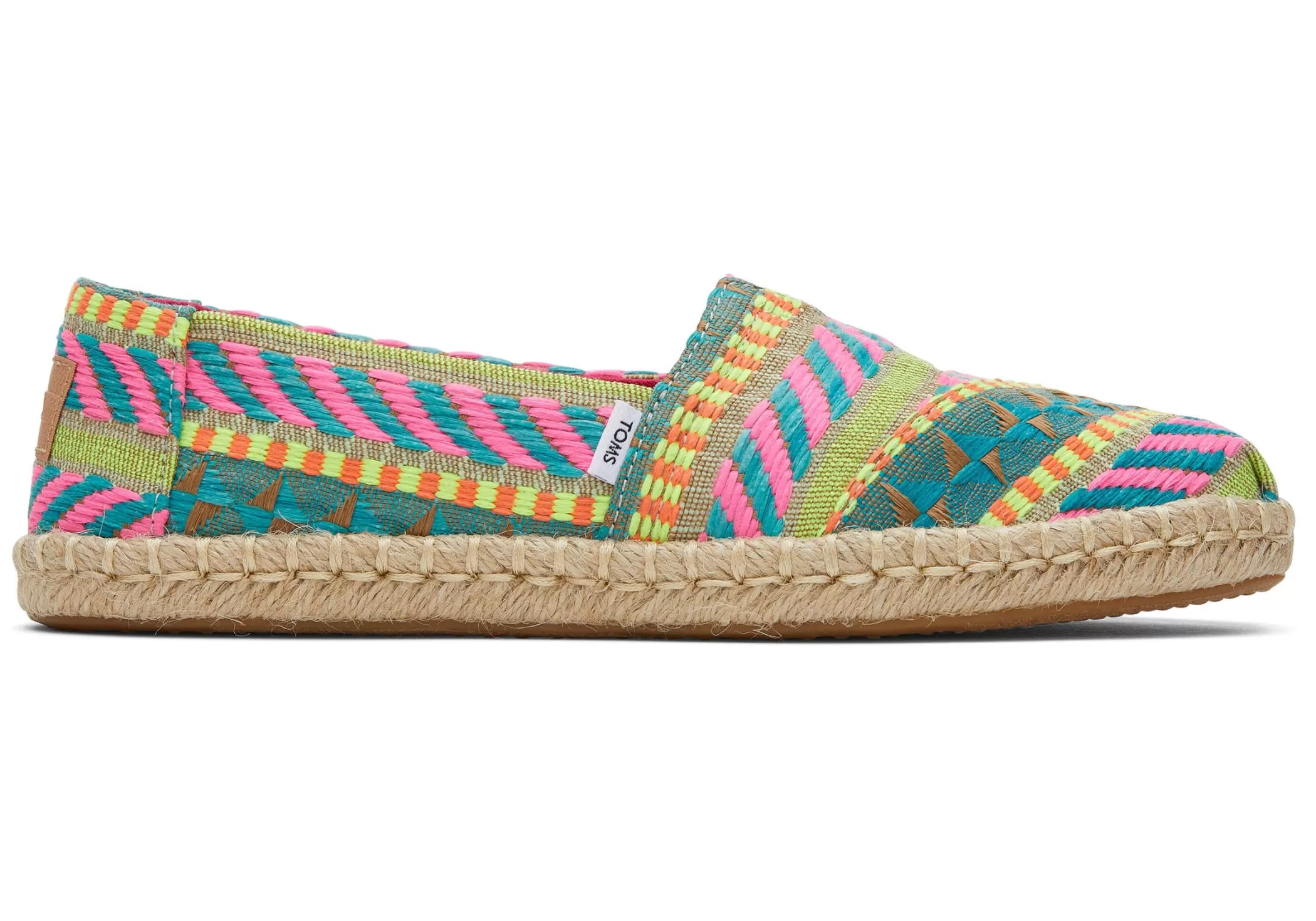 Femme TOMS Espadrilles*Alpargata Global Jaquard Rope Espadrille Jacquard Global Rose Neon