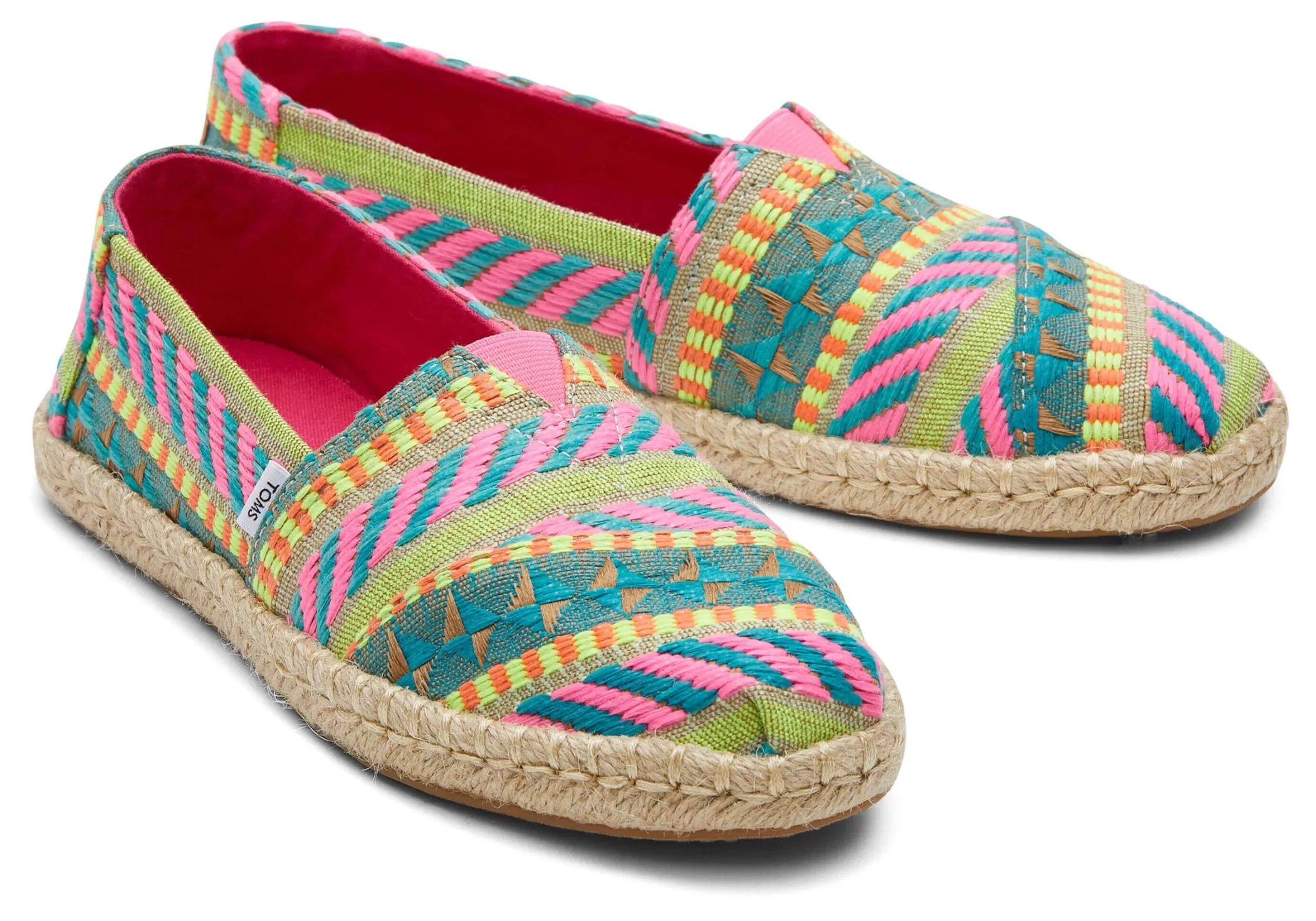 Femme TOMS Espadrilles*Alpargata Global Jaquard Rope Espadrille Jacquard Global Rose Neon