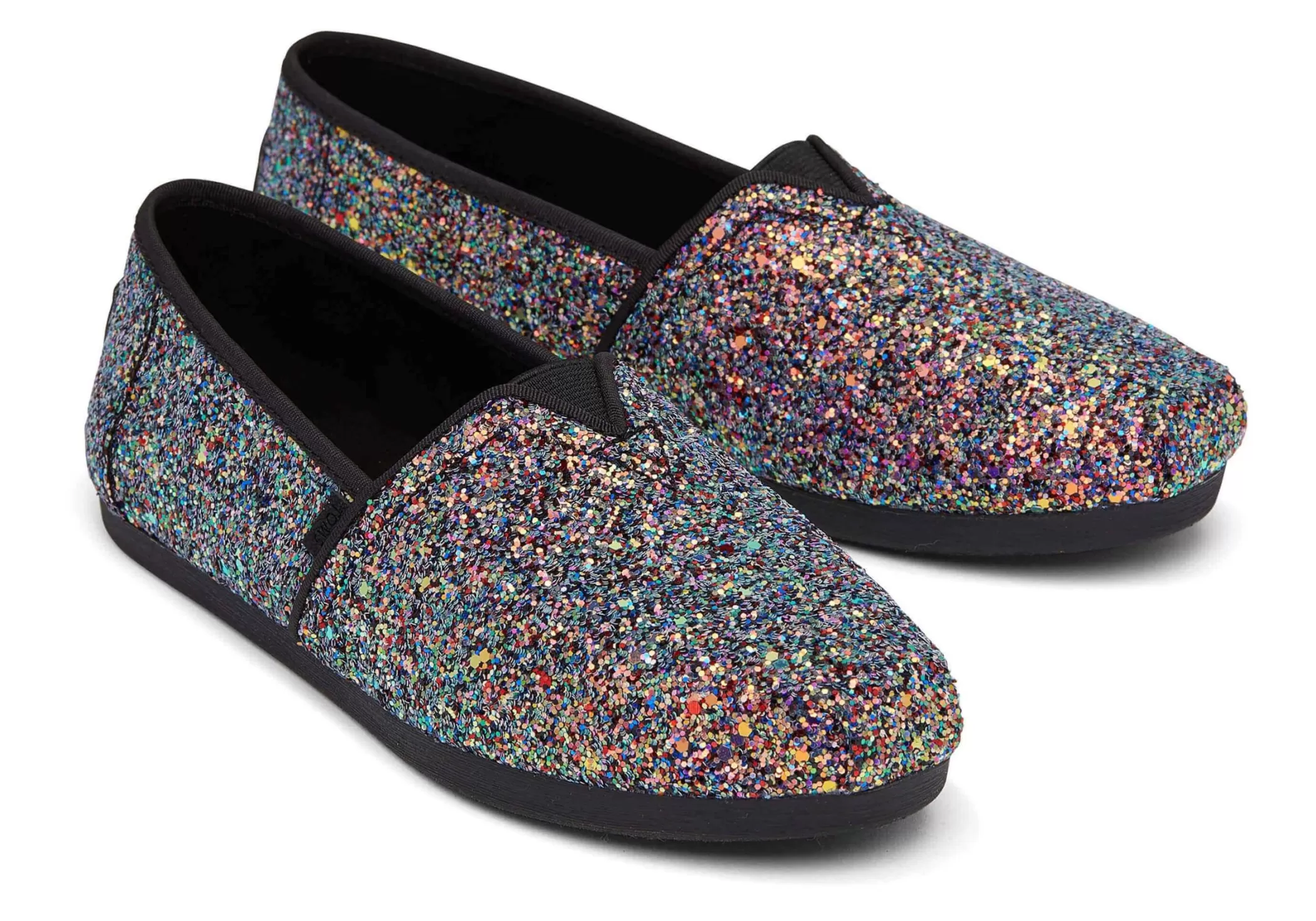 Femme TOMS Slip-Ons*Alpargata Noire A Paillettes Black Chunky Glitter