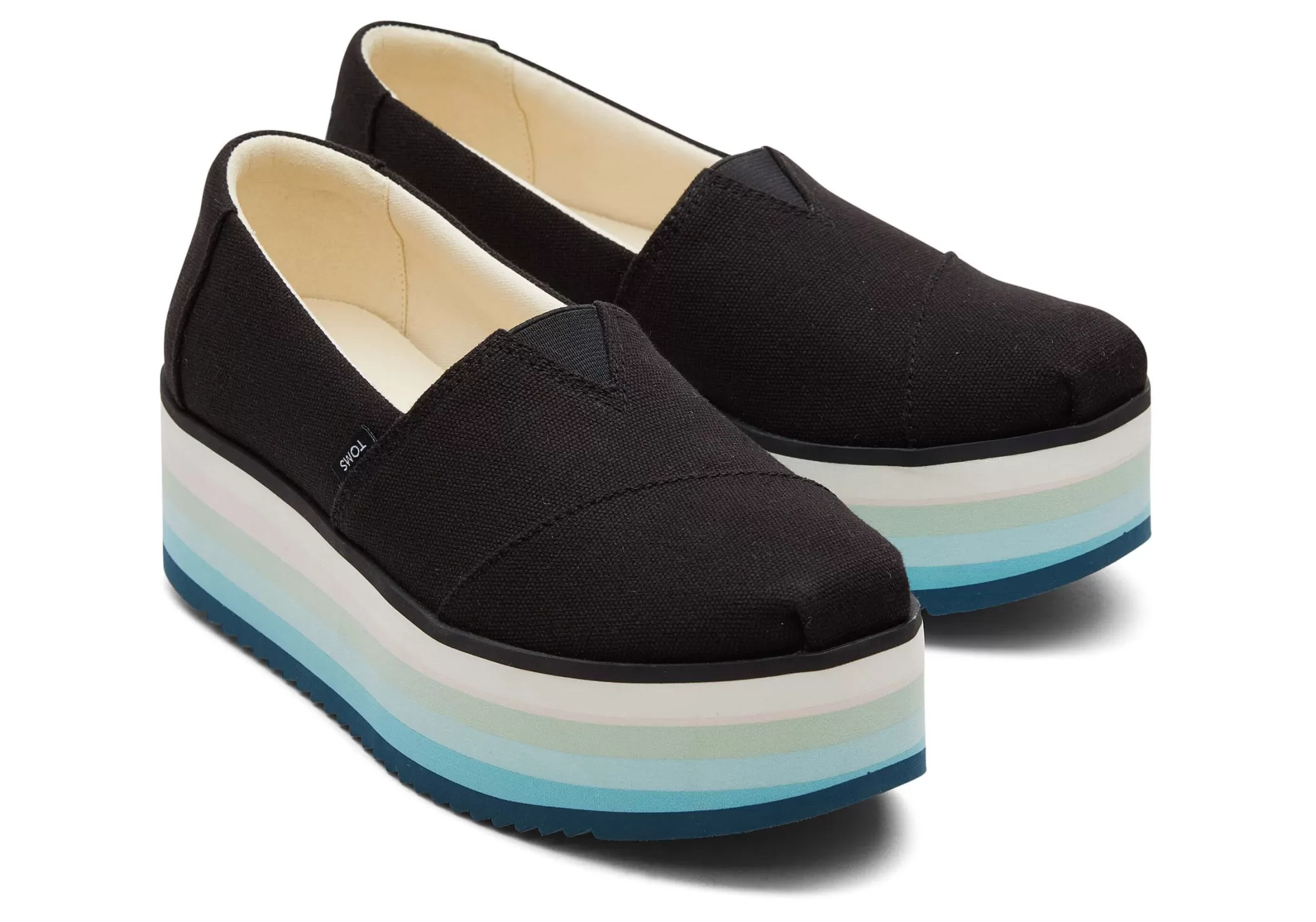 Femme TOMS Plateformes*Alpargata Platform Espadrille Toile Noire