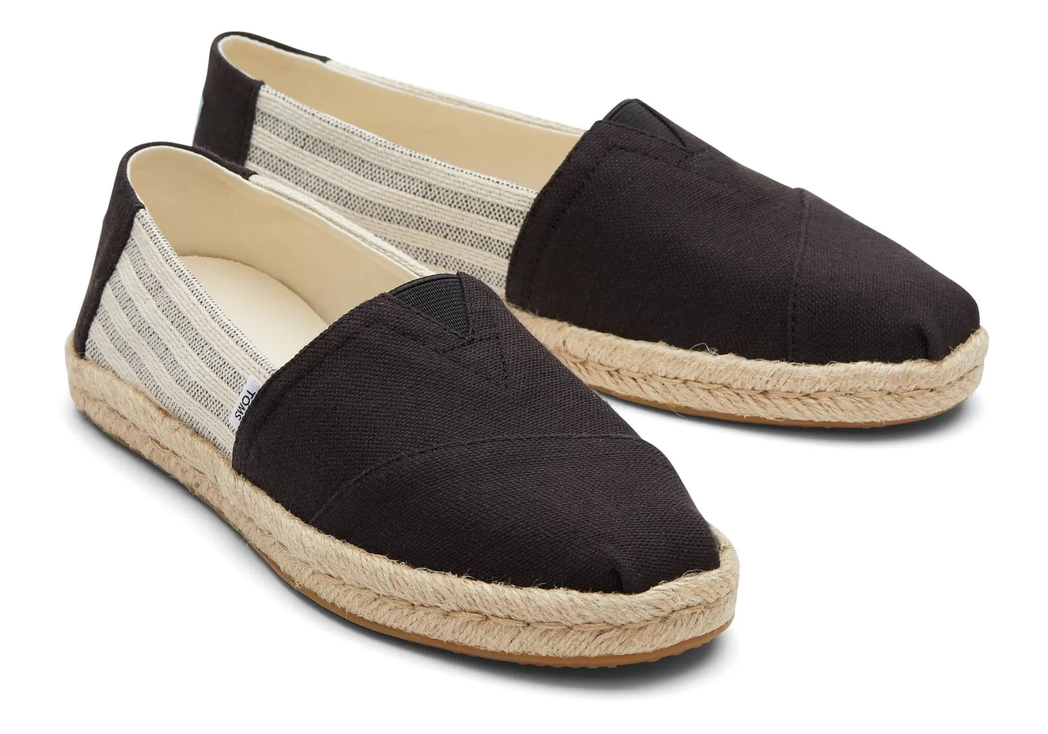 Femme TOMS Espadrilles*Alpargata Recycled Cotton Rope Espadrille Rayures Noires