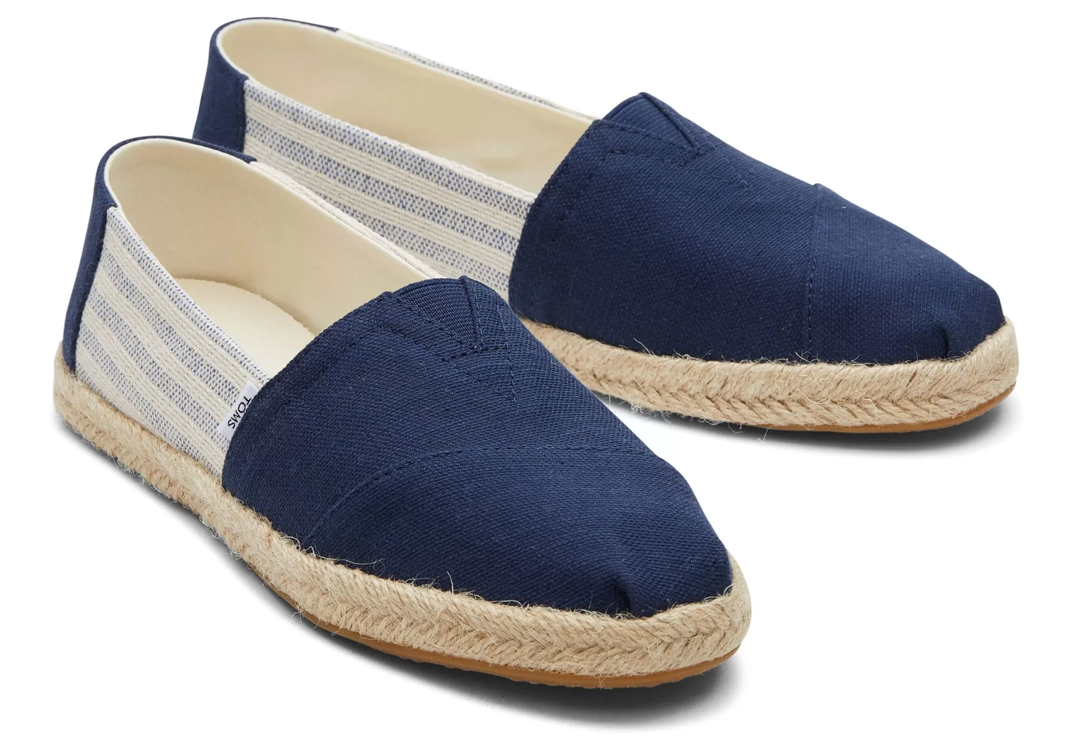 Femme TOMS Espadrilles*Alpargata Recycled Cotton Rope Espadrille Rayures Bleu Marine