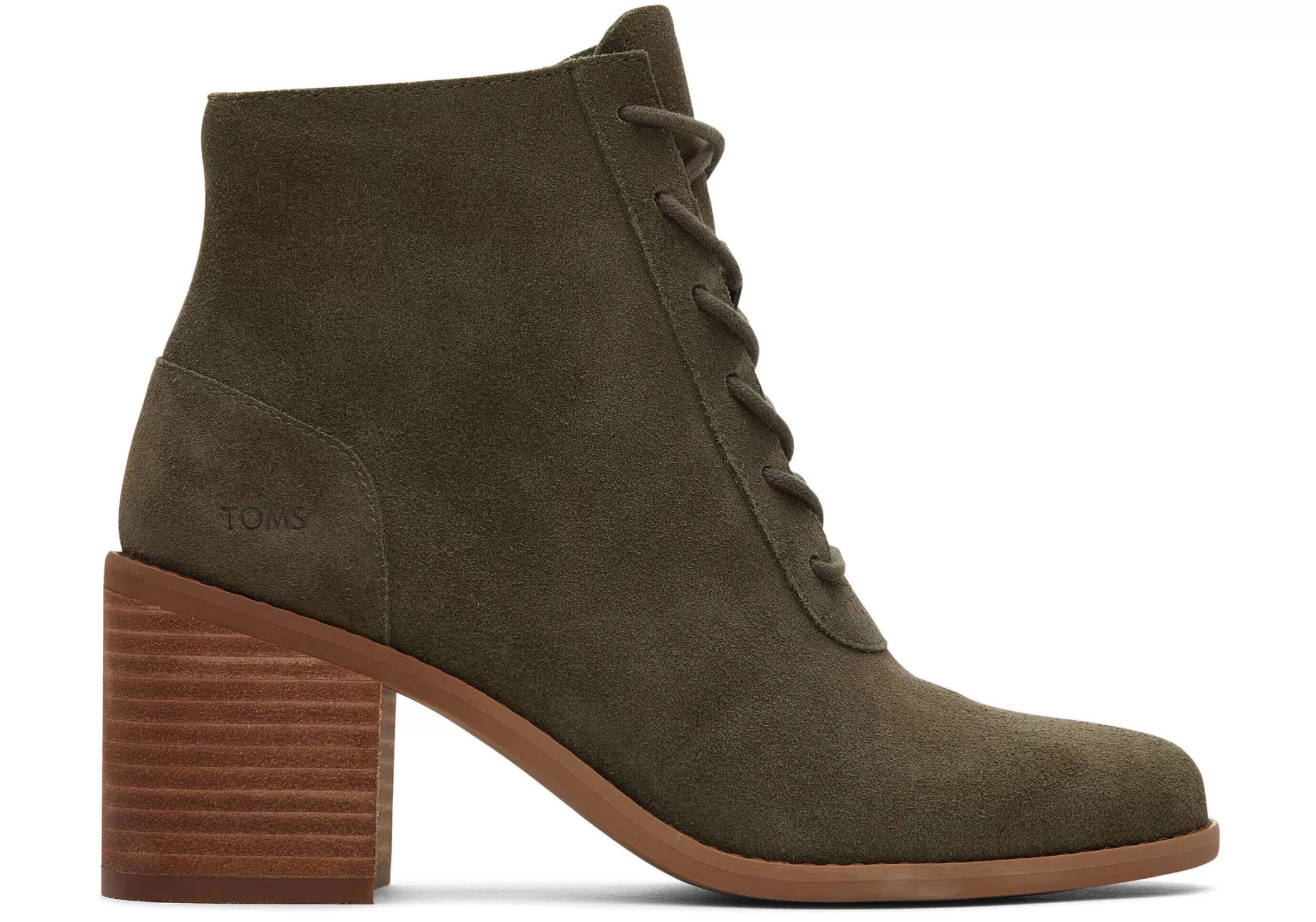 Femme TOMS Talons & Compensees*Bottine Evelyn A Lacets Suede Olive