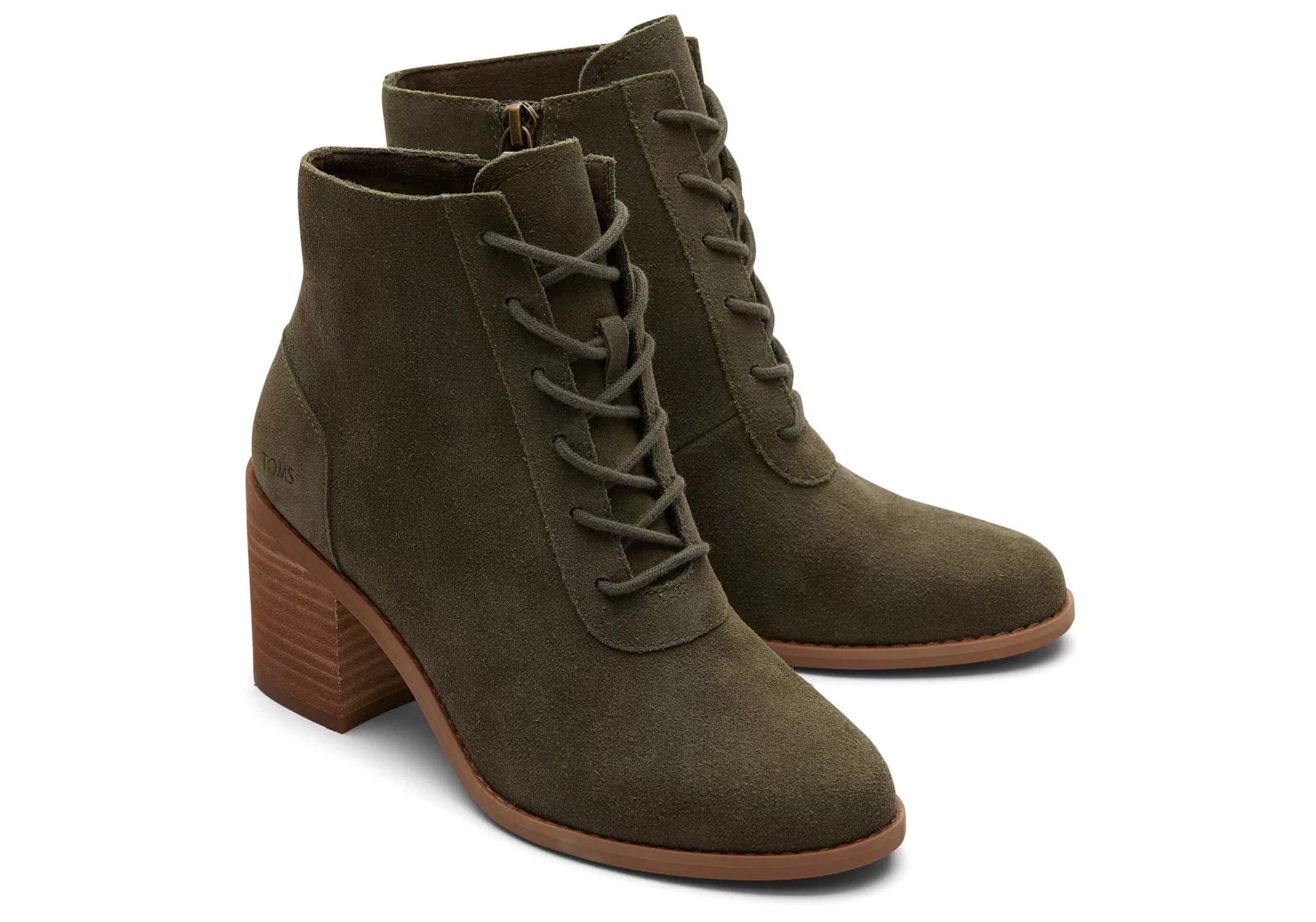 Femme TOMS Talons & Compensees*Bottine Evelyn A Lacets Suede Olive