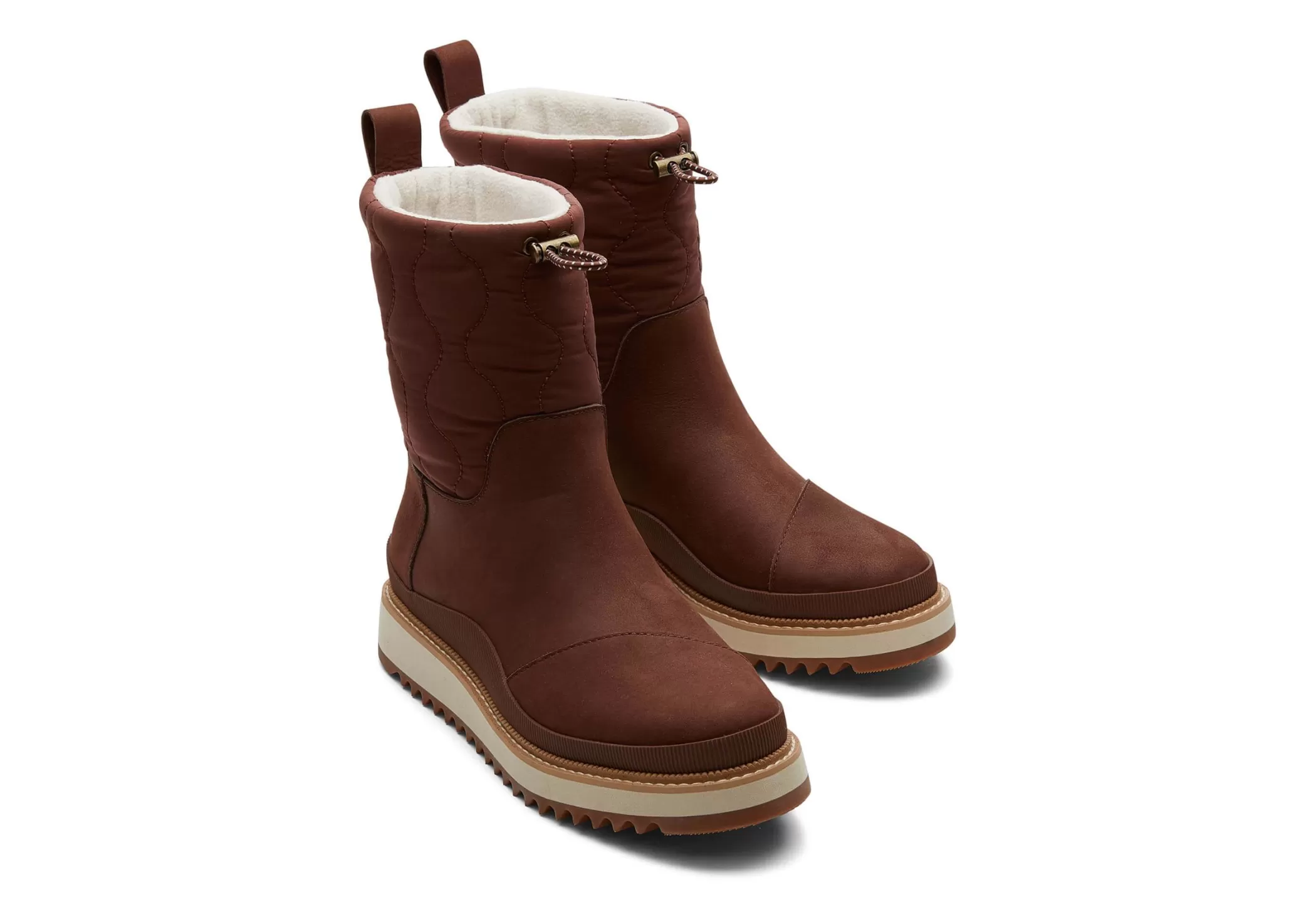 Femme TOMS Bottes*Bottine Makenna En Cuir Marron Impermeable Cuir Marron Fonce Impermeable