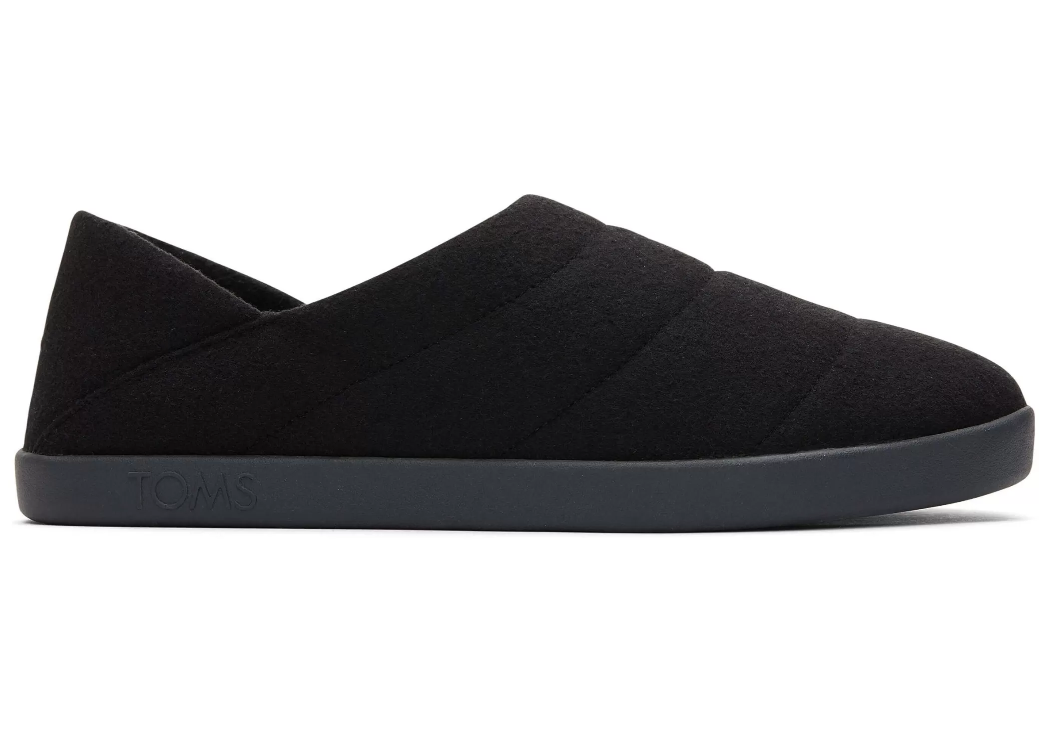 Homme TOMS Chaussons*Chaussons Ezra Black Felt/Fleece