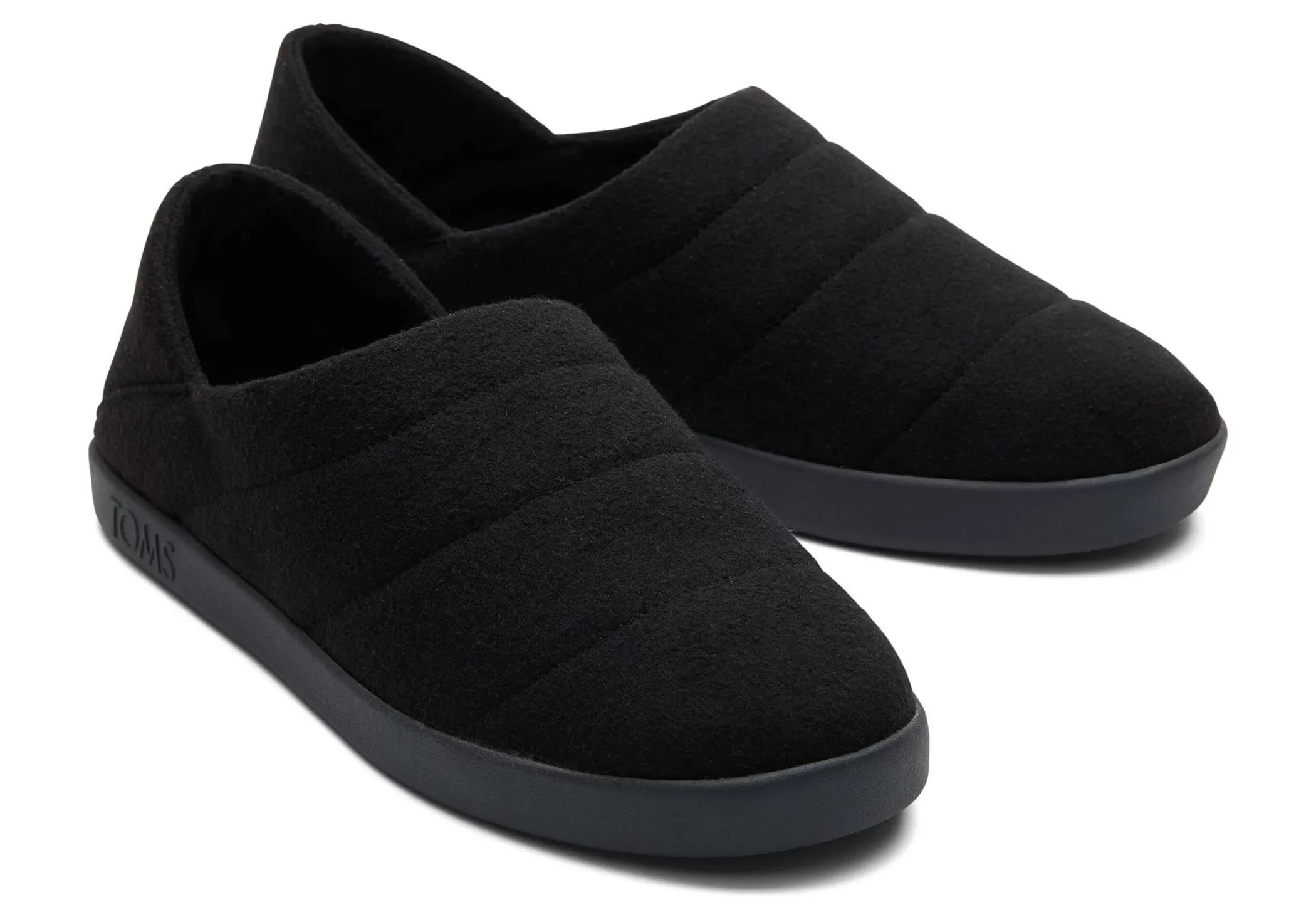 Homme TOMS Chaussons*Chaussons Ezra Black Felt/Fleece