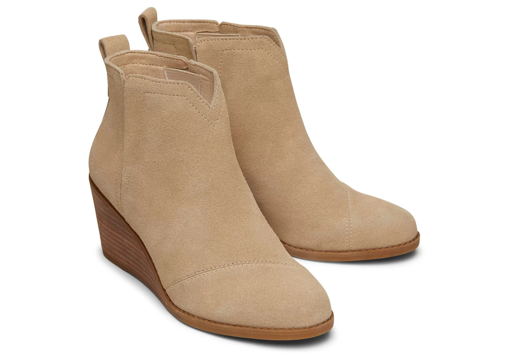 Femme TOMS Talons & Compensees*Clare Oatmeal Suede Wedge Boot Daim Avoine