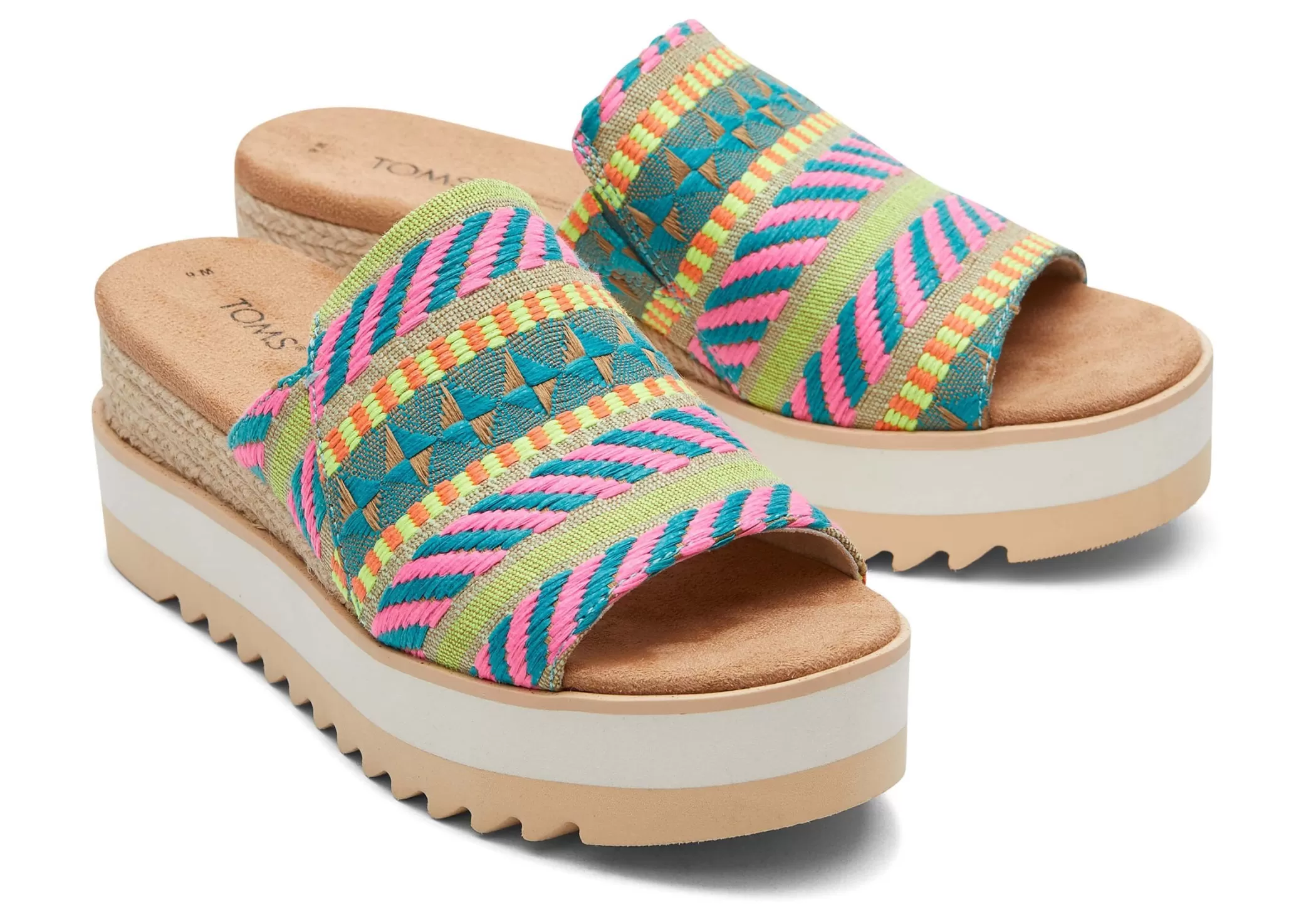 Femme TOMS Plateformes*Diana Mule Sandal Jacquard Global Rose Neon