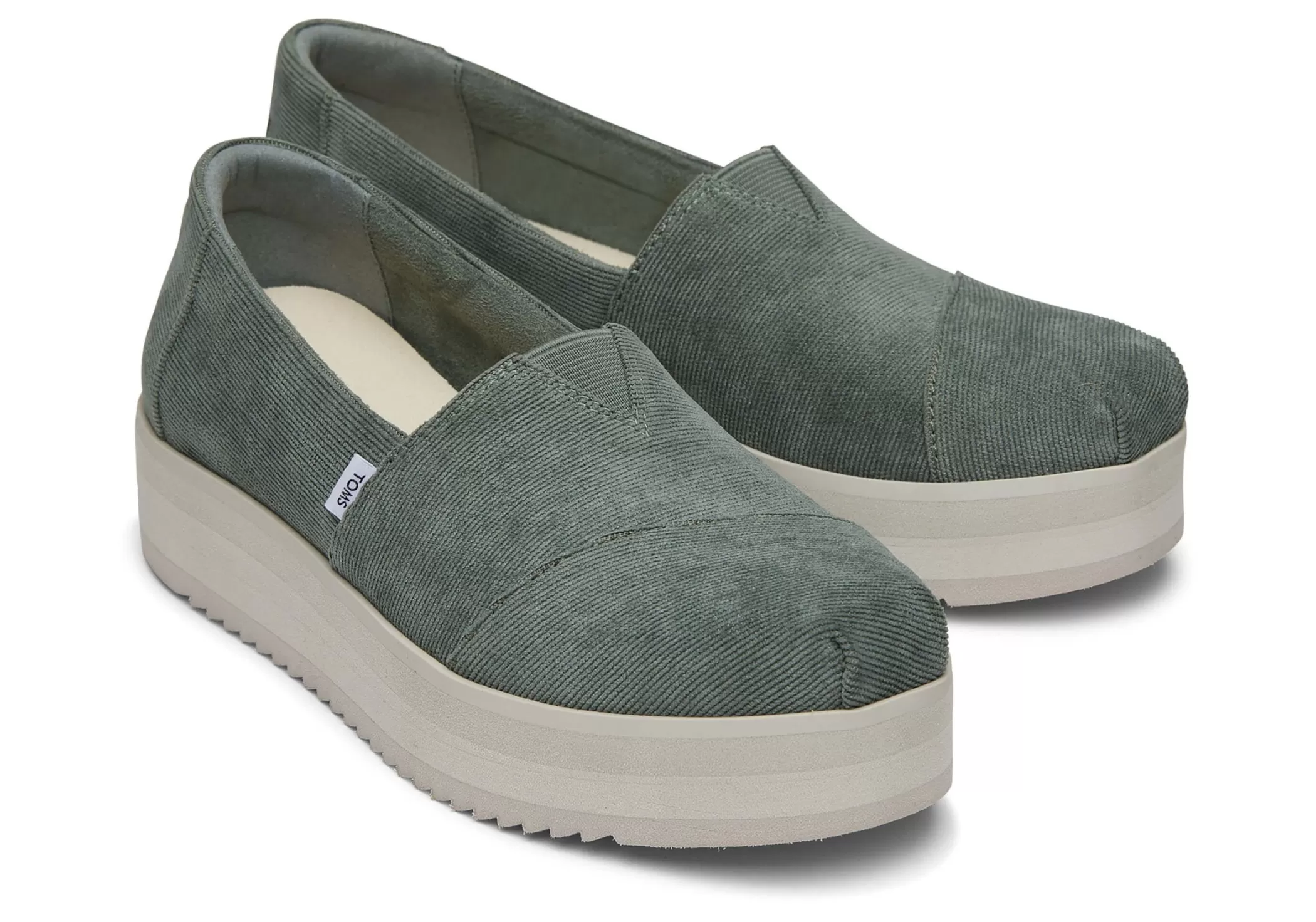 Femme TOMS Slip-Ons*Espadrille Alpargata Midform Corduroy Bonsai Green