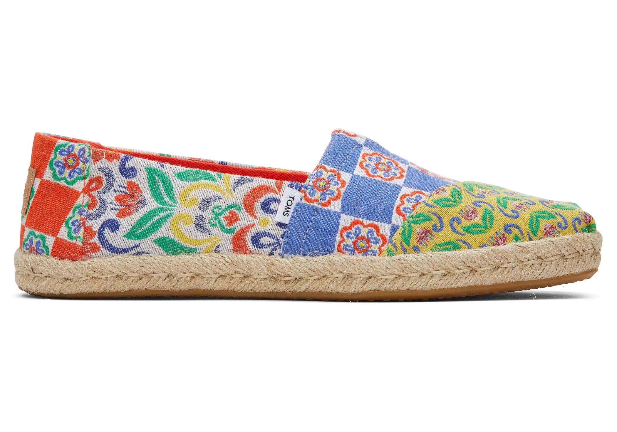 Femme TOMS Espadrilles*Espadrille En Corde Alpargata Jacquard A Carreaux Mediterraneen Rouge Multi