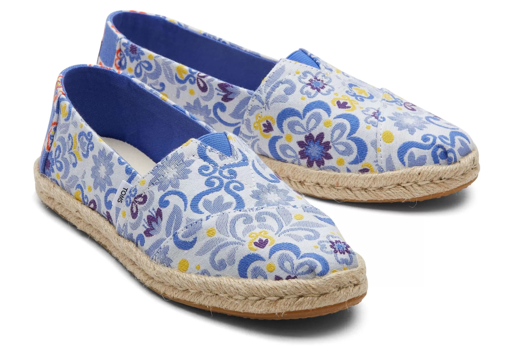 Femme TOMS Espadrilles*Espadrille En Corde Alpargata Jacquard A Carreaux Mediterraneen Bleu Multi