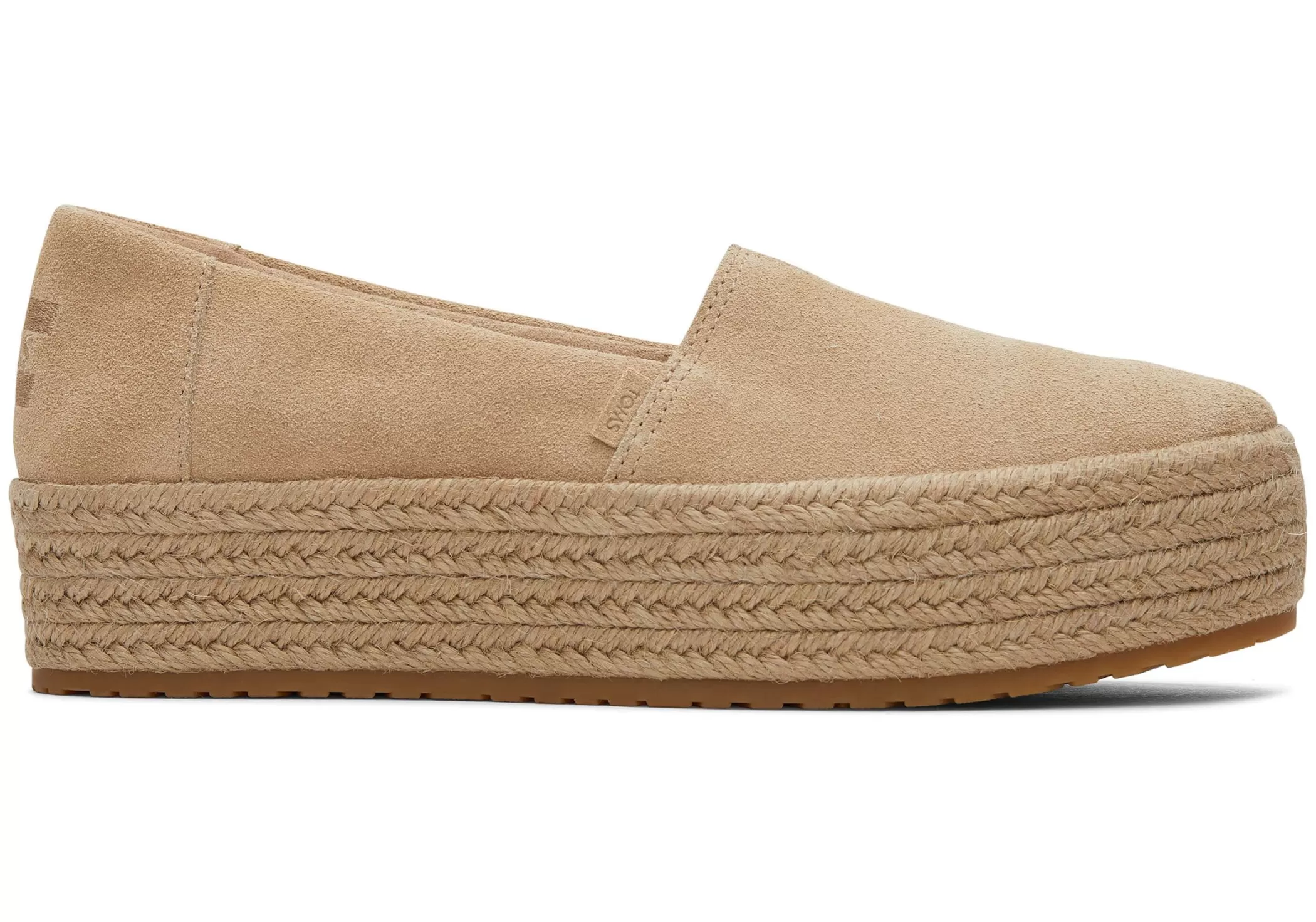 Femme TOMS Plateformes*Espadrille Semelle Compensee Valencia Daim Avoine