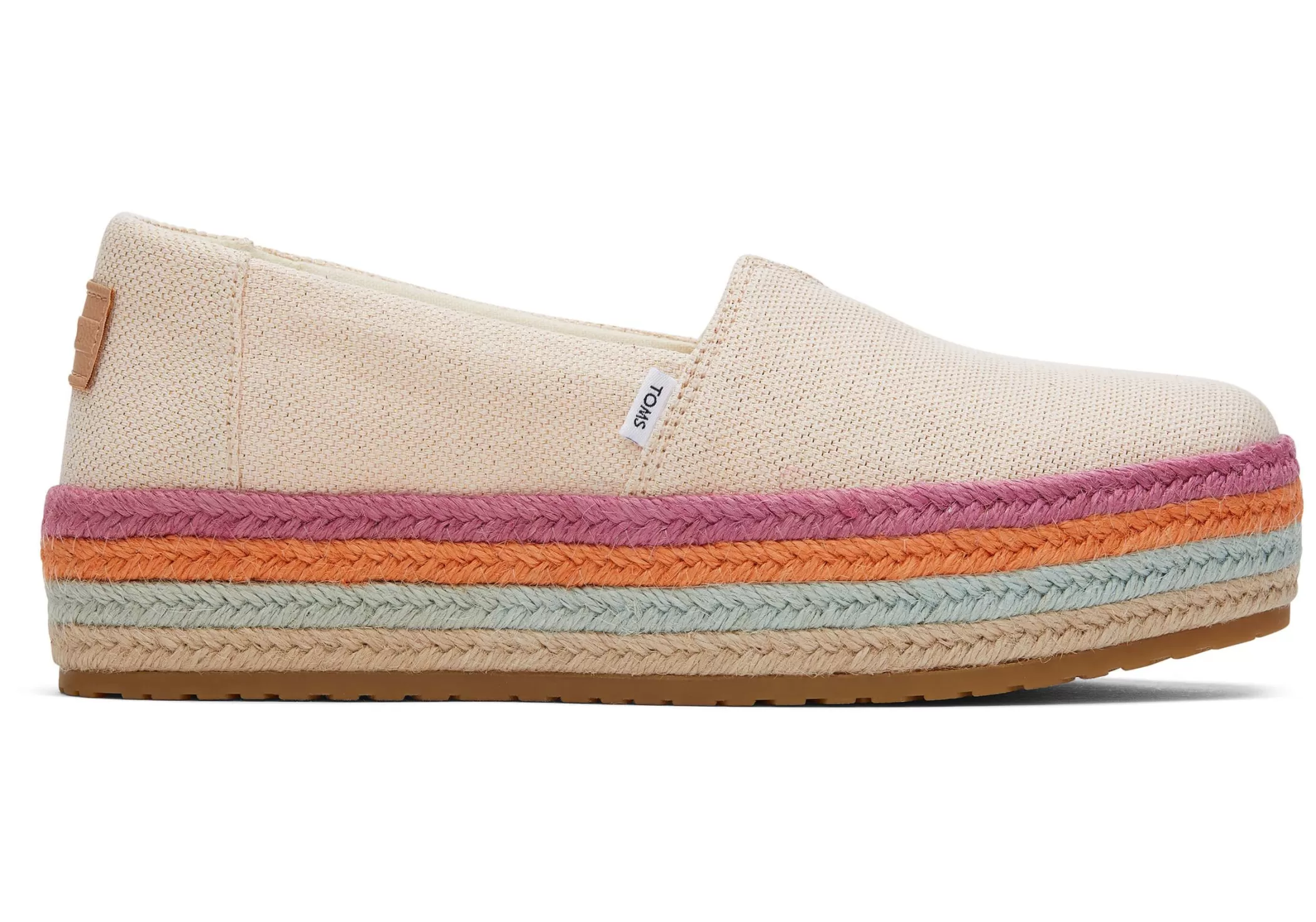 Femme TOMS Slip-Ons*Espadrille Semelle Compensee Valencia Lin Metallise Dusty Peche