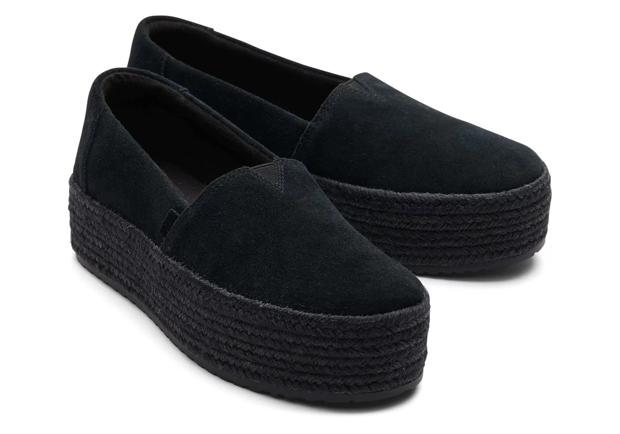 Femme TOMS Plateformes*Espadrille Semelle Compensee Valencia Suede Black