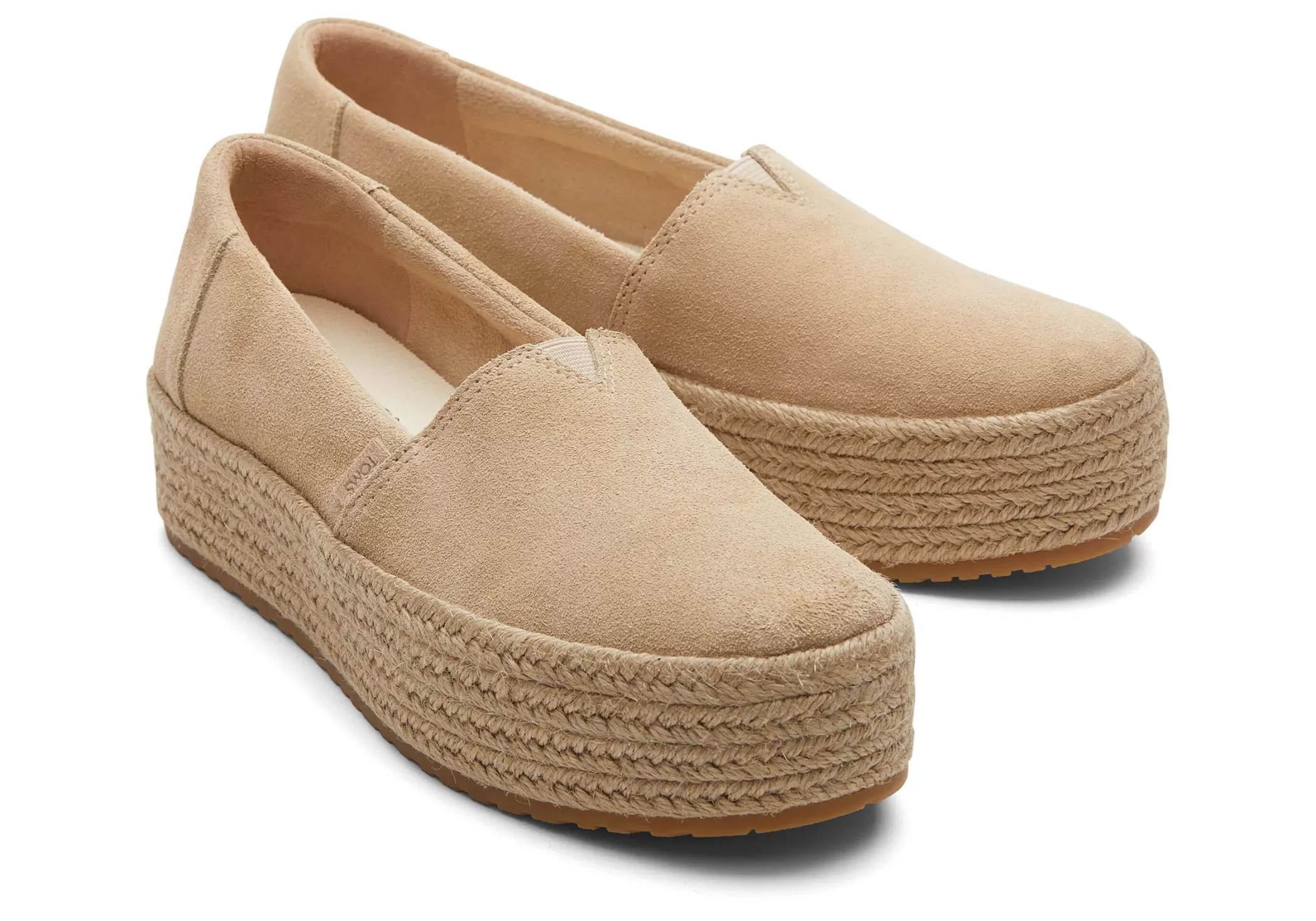 Femme TOMS Plateformes*Espadrille Semelle Compensee Valencia Daim Avoine