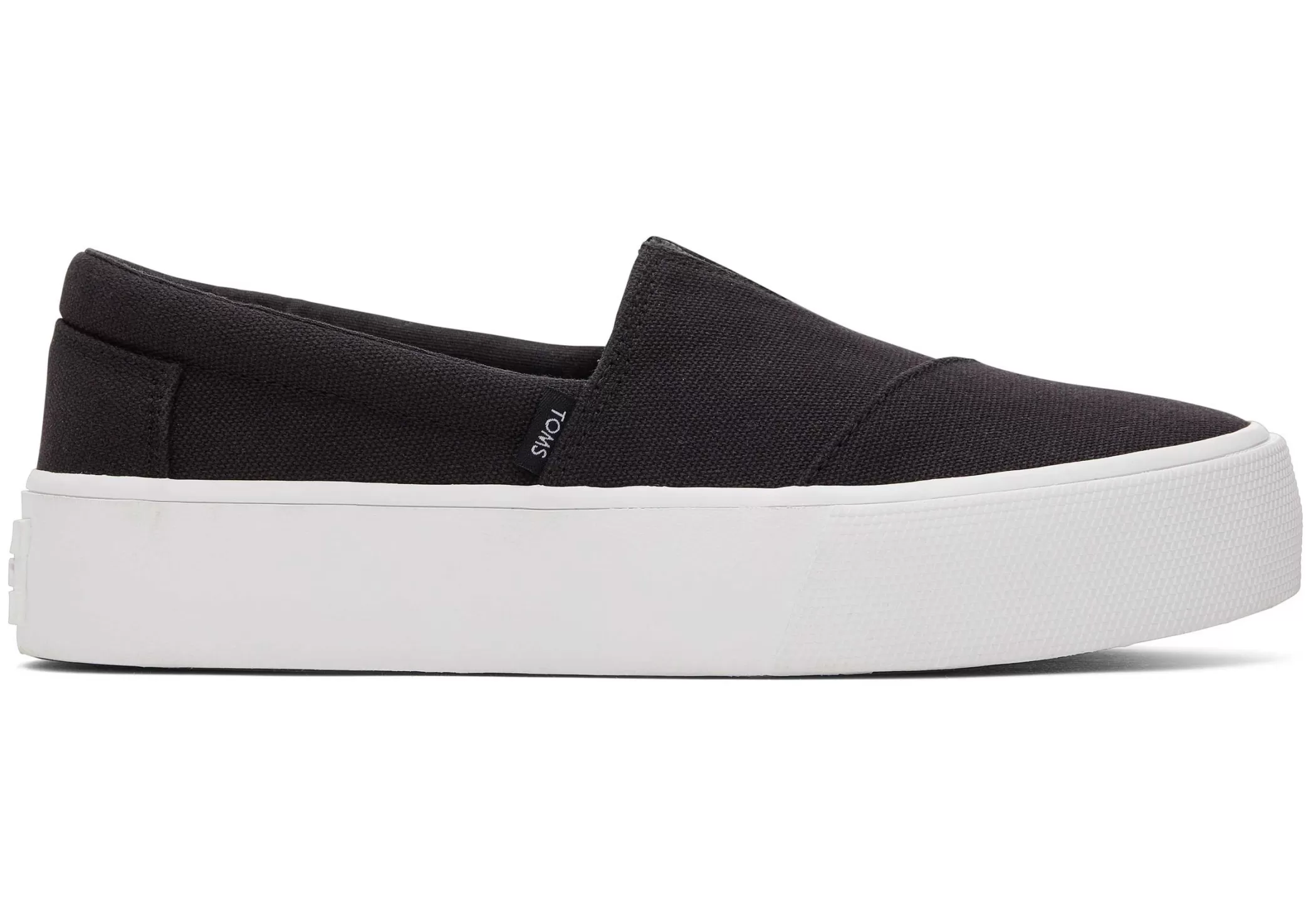 Femme TOMS Sneakers*Fenix Platform Black Canvas Slip On Sneaker Toile Noire