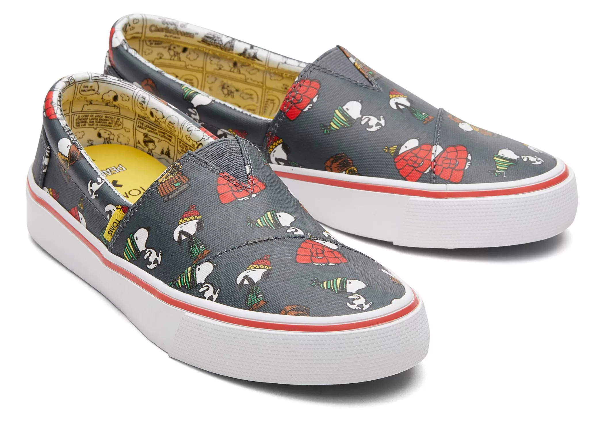 Femme TOMS Sneakers*Fenix Slip On Snoopy Print Matte Black