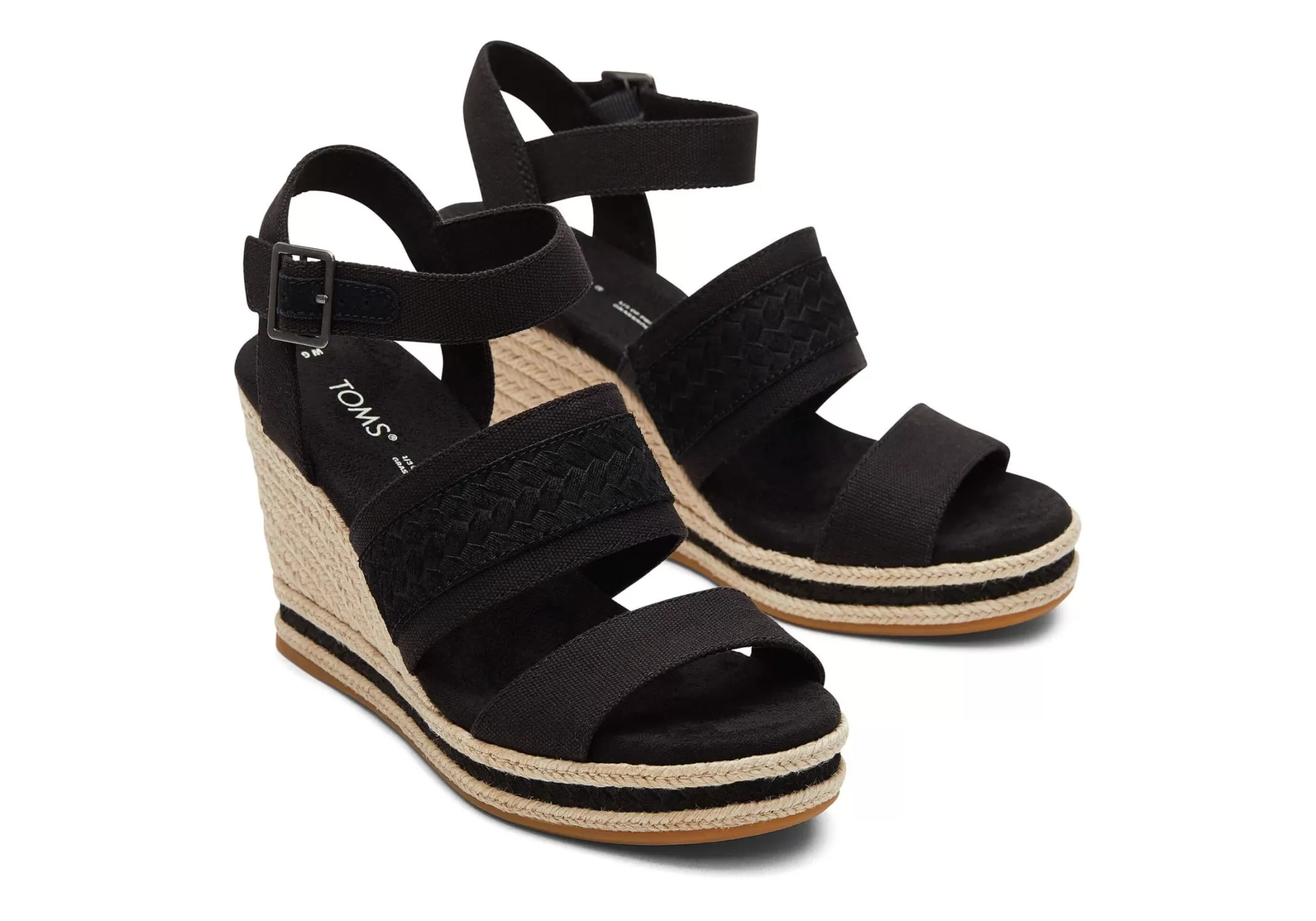 Femme TOMS Talons & Compensees*Madelyn Wedge Sandal Toile Noire