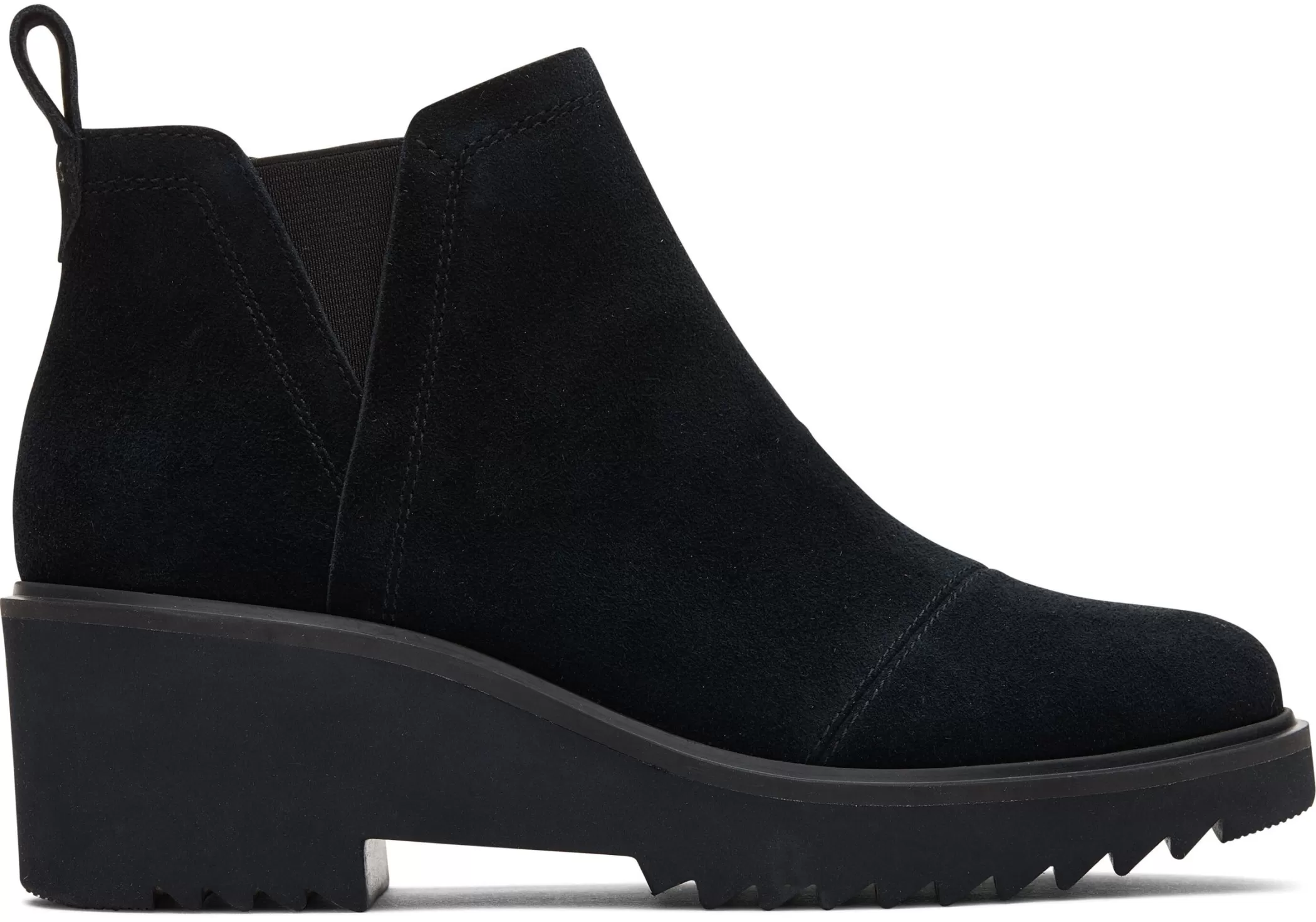 Femme TOMS Bottes*Maude Black Suede Wedge Boot Daim Noir