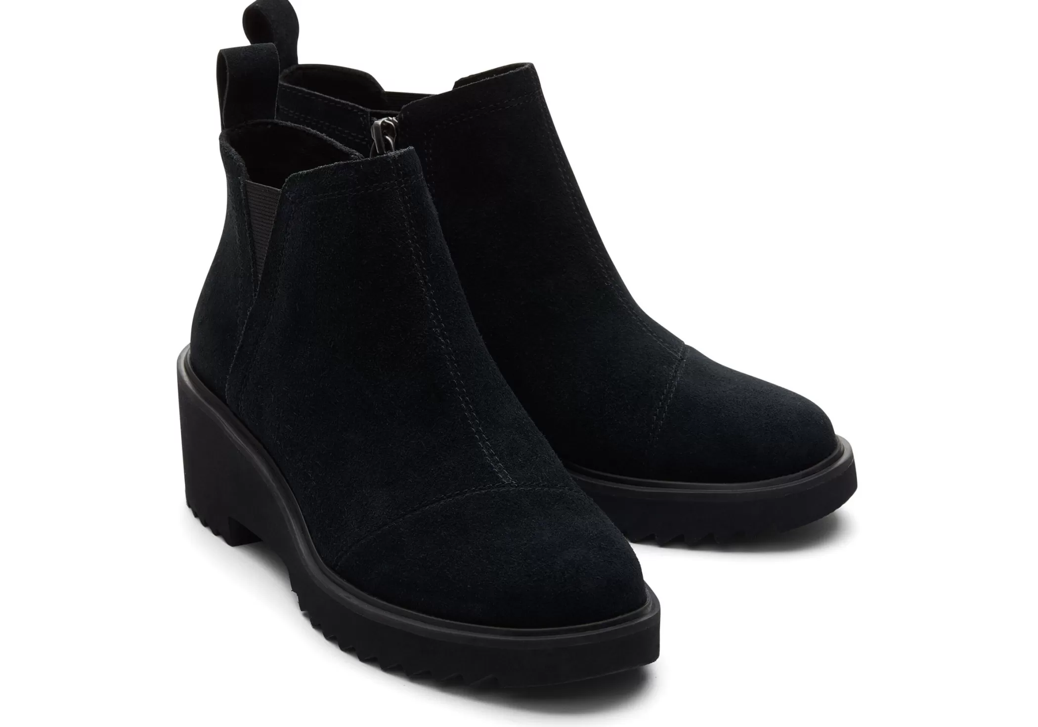 Femme TOMS Bottes*Maude Black Suede Wedge Boot Daim Noir