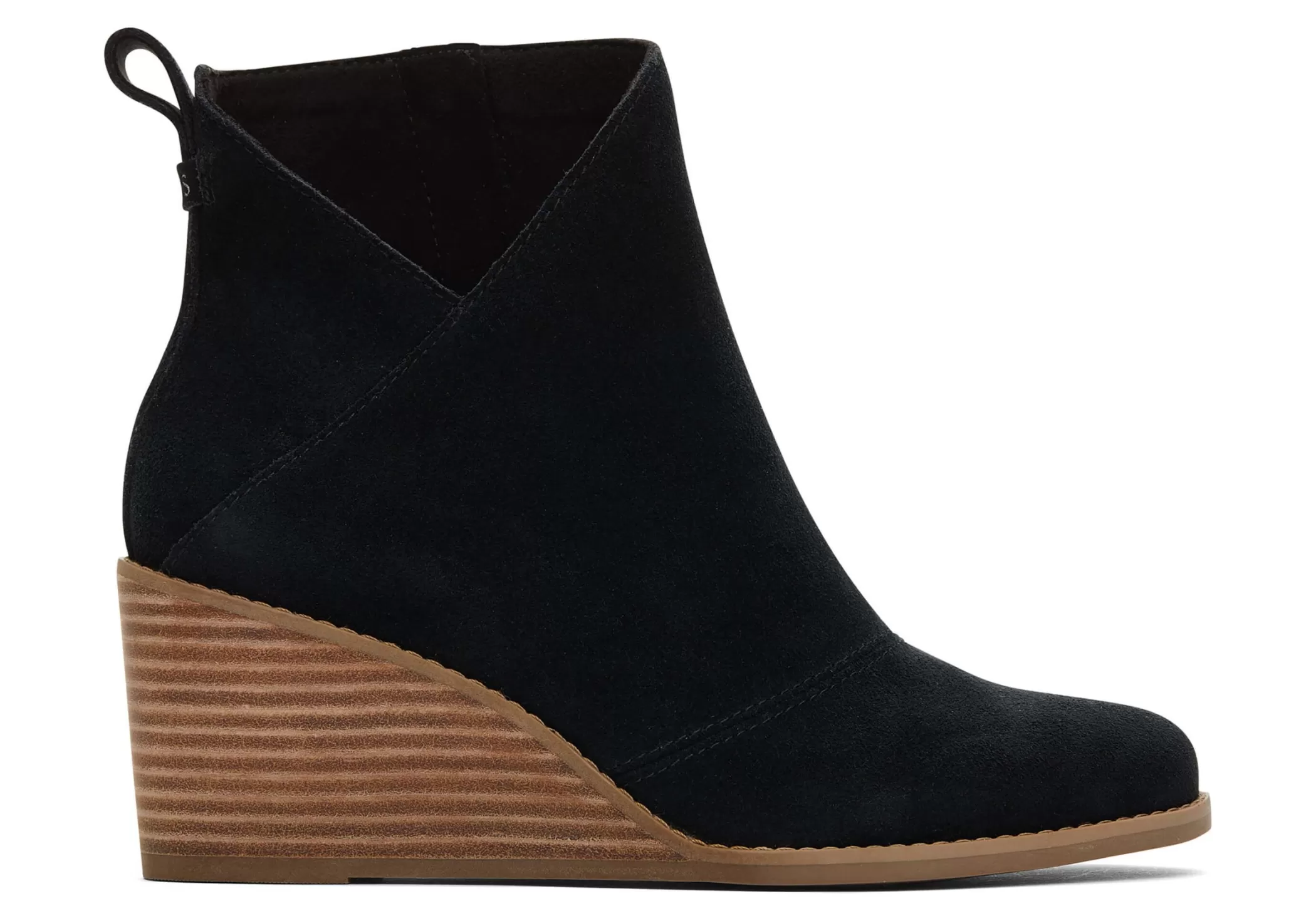 Femme TOMS Talons & Compensees*Sutton Black Suede Wedge Boot Daim Noir