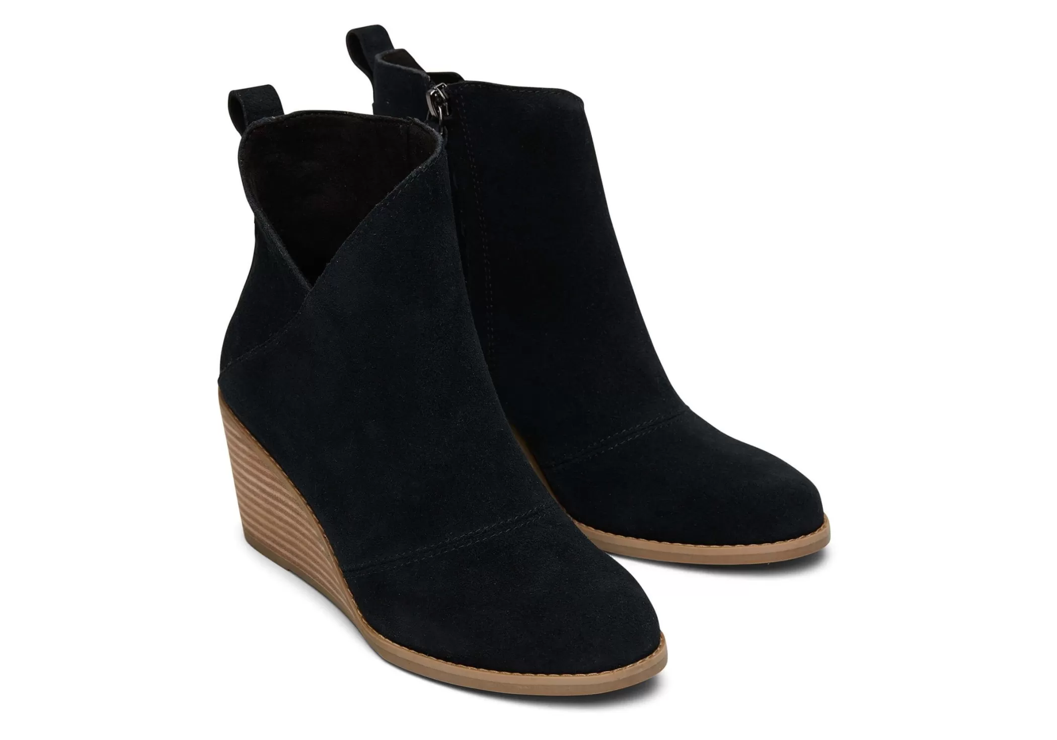 Femme TOMS Talons & Compensees*Sutton Black Suede Wedge Boot Daim Noir