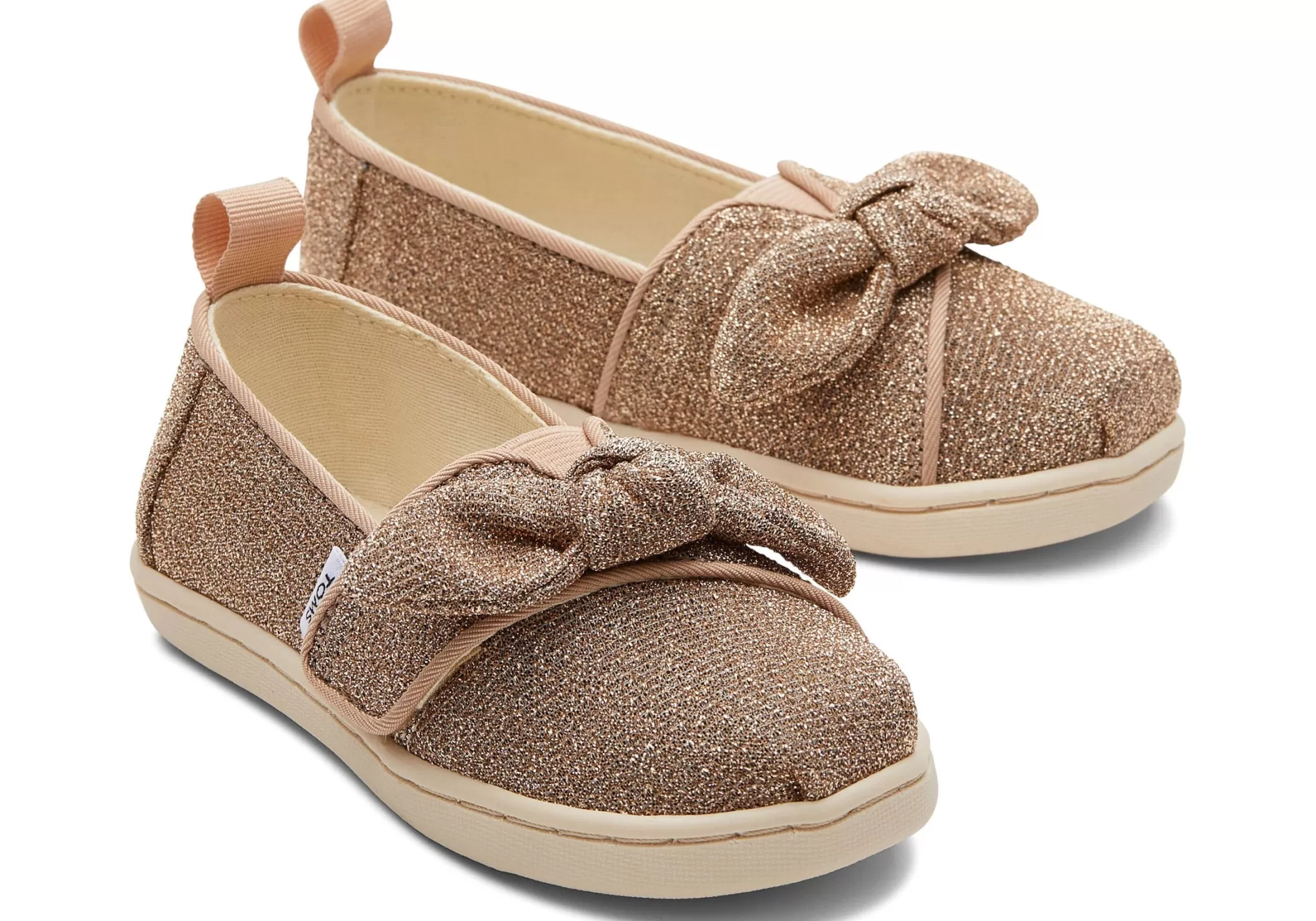 Enfant TOMS *Tiny Alpargata Bow Toddler Shoe Gold Sparkle