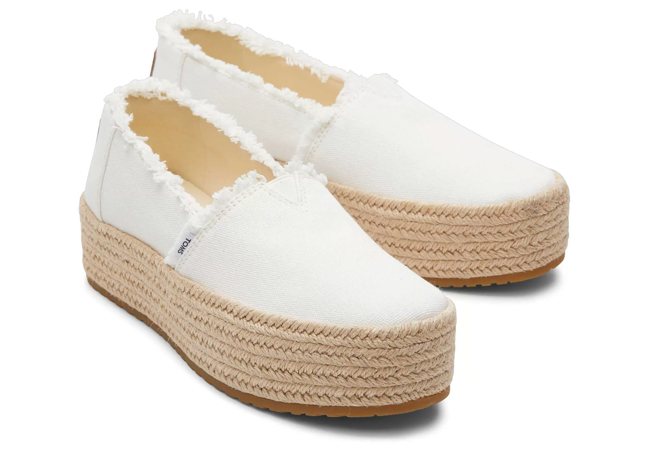 Femme TOMS Plateformes*Valencia Platform Espadrille White Canvas